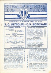 Program meci fotbal PETROLUL PLOIESTI - CS BOTOSANI 31.03.1985