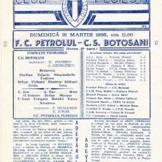 Program meci fotbal PETROLUL PLOIESTI - CS BOTOSANI 31.03.1985