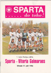 Program meci fotbal SPARTA PRAGA (Cehia) - VITORIA GUIMARAES (Portugalia) 1986 foto