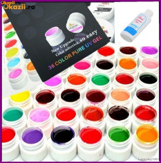 KIT SET 36 GEL GELURI COLOR COLORATE+DEGRESANT CADOU PT LAMPA UV foto