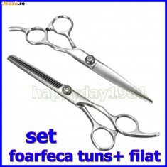 set kit frizerie coafor foarfeca tuns+filat foto