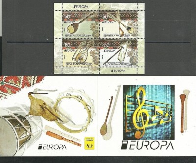 MACEDONIA 2014 EUROPA CEPT INSTRUMENTE MUZICALE IN CARNET foto