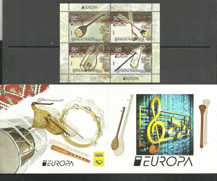 MACEDONIA 2014 EUROPA CEPT INSTRUMENTE MUZICALE IN CARNET