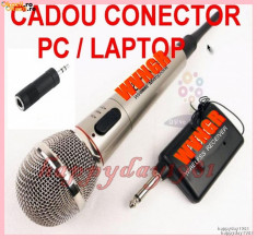 MICROFON WIRELESS + CADOU MUFA ADAPTOR CONECTOR PC/LAPTOP foto