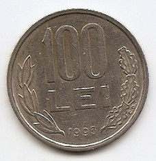 Romania 100 Lei 1993 - (cifre subtiri) 29.1 mm, KM-111 (1) foto