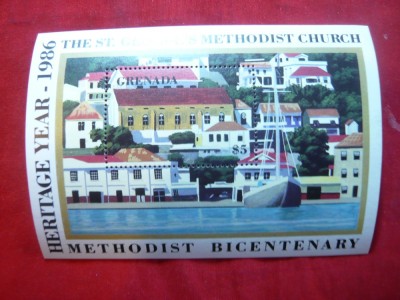 Bloc Biserica Metodista - Grenada 1986 foto
