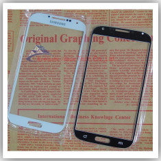 Sticla Ecran Geam Samsung S4 ALB, Albastru sau Negru + Adeziv gratis foto