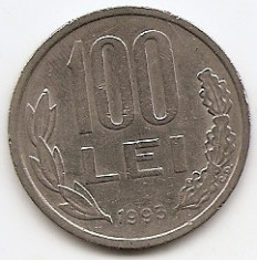 Romania 100 Lei 1993 - (cifre subtiri) 29.1 mm, KM-111 (8) foto