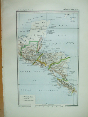 America Centrala 1888 harta color foto