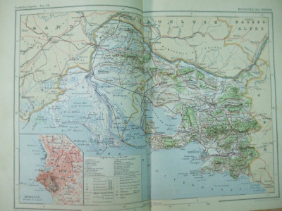 Franta Gurile Ronului Provence Alpi Marsilia 1888 harta color foto
