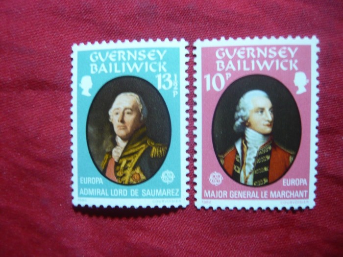 Serie Europa CEPT - Personalitati - Pictura - 1980 Guernsey , 2 val.