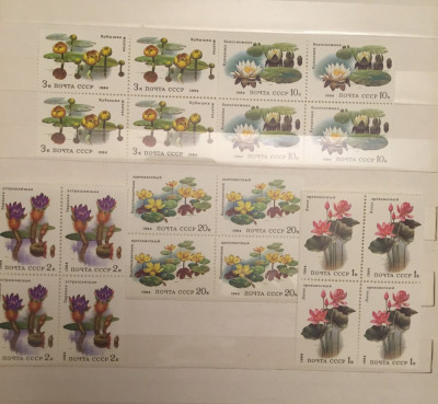 1984 Rusia URSS serie nestampilata FLORA SUBACVATICA 5 blocuri foto