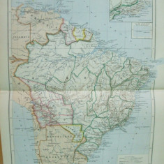 Brazilia Bolivia Guyana Paraguay 1889 harta color