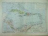 Harta Veche Antile, Golful Mexic, Atlantic 1888, 40x30cm - Bibliofilie