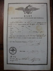 Braila, bilet export cereale pentru negustorul Iacob Paniotidis, 1855 foto