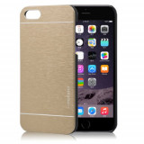 Husa pelicula aluminiu auriu gold MOTOMO Iphone 6 4,7&quot; + folie protectie ecran, Albastru, iPhone 6/6S, Apple