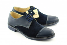 Pantofi bleumarin barbati casual - eleganti din piele naturala mas. 40, 42, 43 - Lichidare de stoc! foto