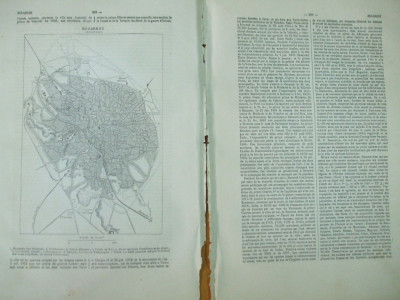 Bucuresti descriere si harta limba franceza din La Grande Encyclopedie foto