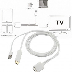 Cablu HDMI HDTV iPhone 4 4S iPad 2 3 Support iOS 9.0 foto