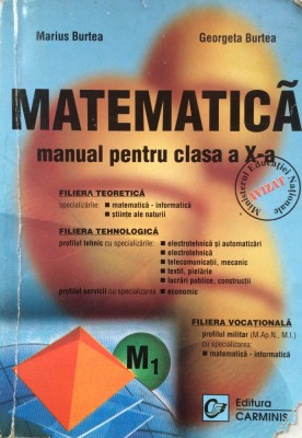 MATEMATICA MANUAL PENTRU CLASA A X-A - Burtea foto