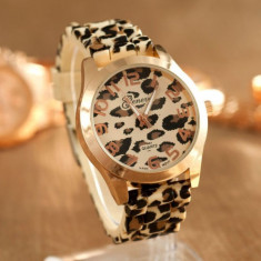 Ceas dama FASHION GENEVA curea silicon animal print look + cutie simpla cadou foto