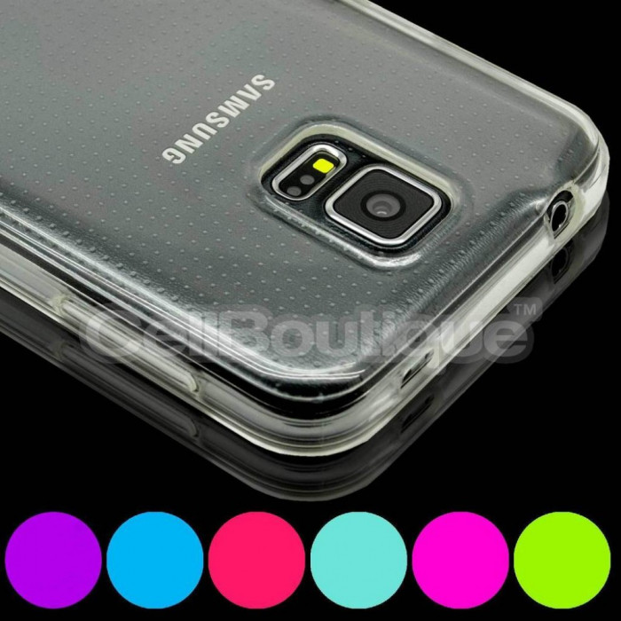 Husa silicon transparent Samsung Galaxy S5 + folie ecran sticla temperate