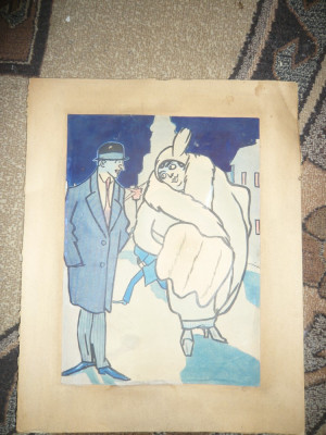 Acuarela - Satira - de Ary Murnu , nesemnata , 24 x 33,5 cm din colectia Steurer foto