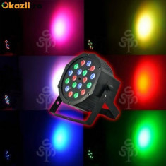 Proiector Scaner lumini DMX 7 canale Flat LED Par Light RGB 18 LED ventilator foto