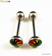 Piercing Limba Spranceana Nas Ureche Buric Marijuana Rasta Jamaica foto