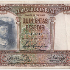 SPANIA 500 PESETAS 1931 VF