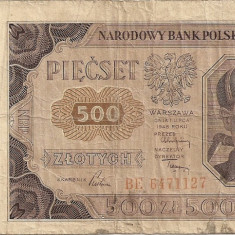 POLONIA 500 ZLOTYCH ZLOTI 1948 U