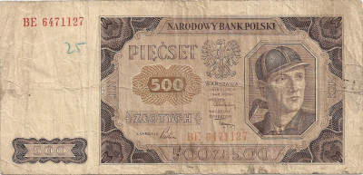 POLONIA 500 ZLOTYCH ZLOTI 1948 U foto