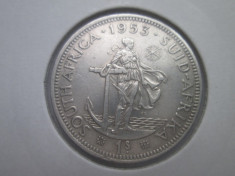 Africa de Sud 1 shilling 1953.argint.in cartonas.cod catalog km-49 foto