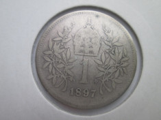 Austria 1 krone 1897.argint.in cartonas.cod catalog - km2804 foto