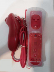 Set Nintendo maneta controller Wii + U Telecomanda Motion Plus nunchuck husa NOU foto