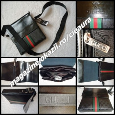 BORSETA BARBATI PIELE NEAGRA 7 COMPARTIMENTE GEANTA BARBATEASCA UMAR SOLD foto