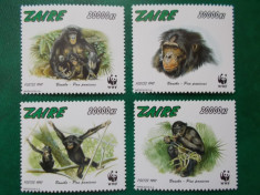 Zair 1997 14 Euro fauna protejata wwf maimute - serie nestampilata MNH foto