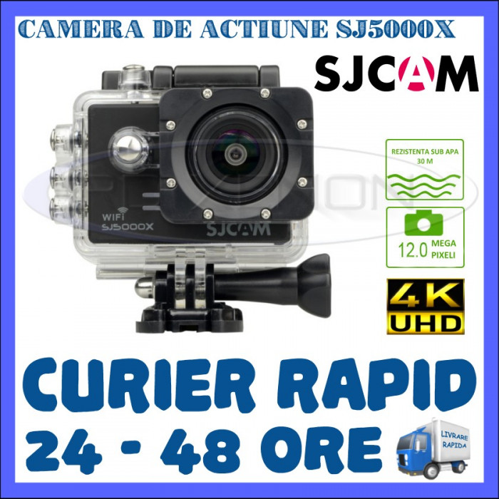 CAMERA DE ACTIUNE SPORT SJ5000X ELITE, ULTRA HD 4K, 12 MPX, ACCESORII DE FIXARE