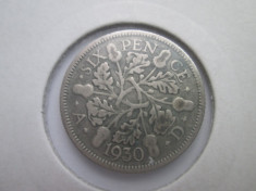 Marea Britanie 6 pence 1930.argint.in cartonas.cod catalog - km832 foto