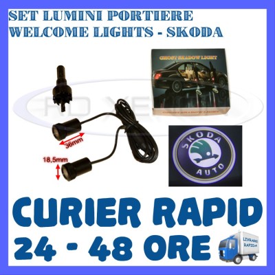 SET 2 x LUMINI LOGO LASER SKODA GENERATIA 6 (12V, CAMION 24V) - LED CREE 7W foto