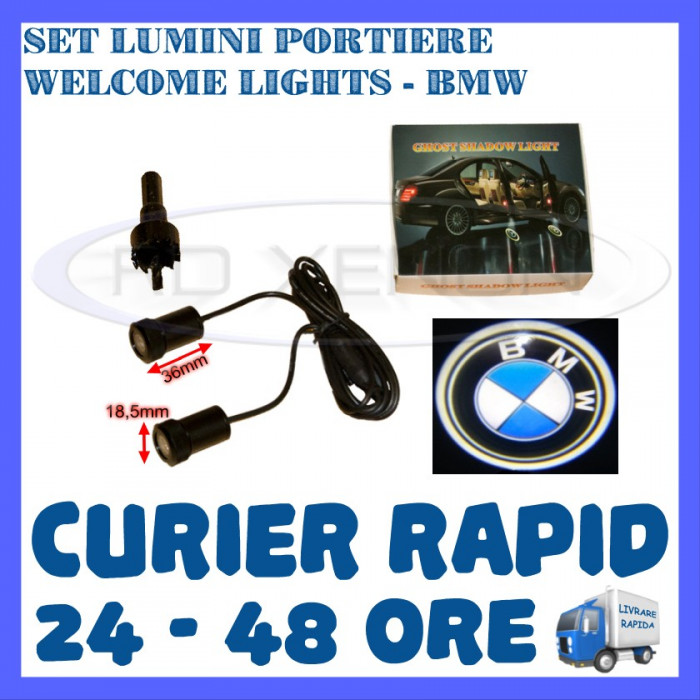 SET 2 x LUMINI LOGO LASER BMW GENERATIA 6 (12V, CAMION 24V) - LED CREE 7W