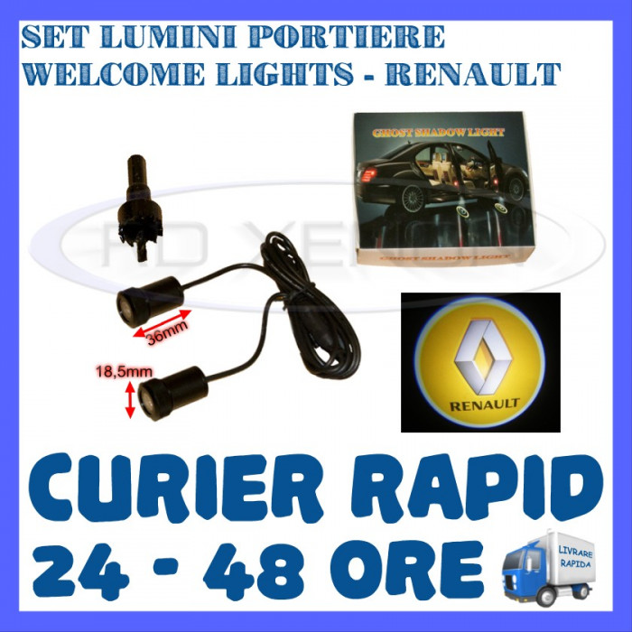 SET 2 x LUMINI LOGO LASER RENAULT GENERATIA 6 (12V, CAMION 24V) - LED CREE 7W