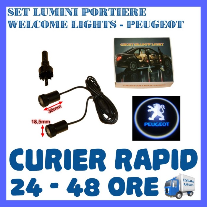 SET 2 x LUMINI LOGO LASER PEUGEOT GENERATIA 6 (12V, CAMION 24V) - LED CREE 7W SET 2 x LUMINI LOGO LASER PEUGEOT GENERATIA 6 (12V, CAMION 24V) - LED CREE 7W