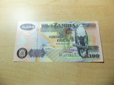 LL bancnota Zambia 100 kwacha 2006 UNC foto