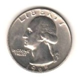 SV * SUA / Statele Unite QUARTER DOLLAR / 25 CENTS 1965 * AUNC