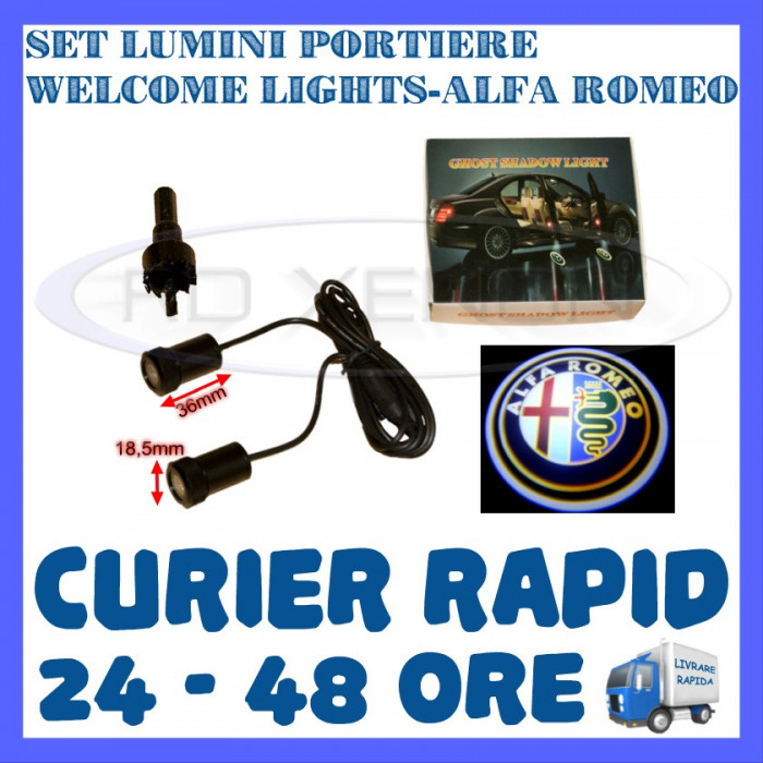 SET 2 x LUMINI LOGO LASER ALFA ROMEO GENERATIA 6 (12V, CAMION 24V) - LED CREE 7W