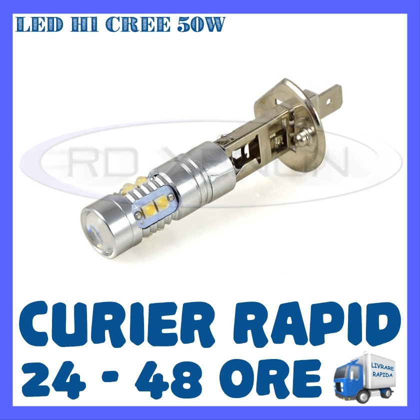 BEC AUTO LED LEDURI H1 CREE 50W LUMINI DE ZI DRL FAZA LUNGA (FLASH)  PROIECTOARE, Universal, ZDM | Okazii.ro