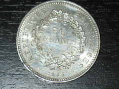 Moneda argint 50 franci Franta 1977, stare buna foto