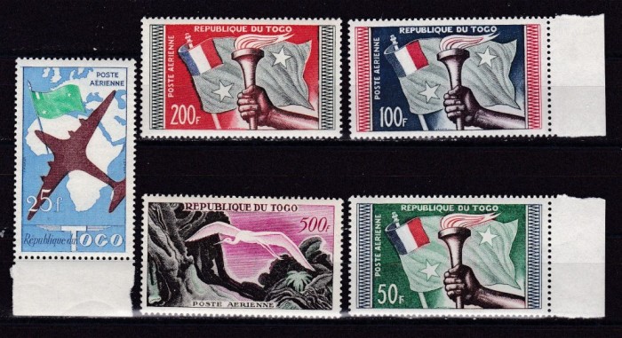 Togo 1959 fauna pasari aviatie MI 261-265 MNH w27 Togo 1959 fauna pasari aviatie MI 261-265 MNH w27