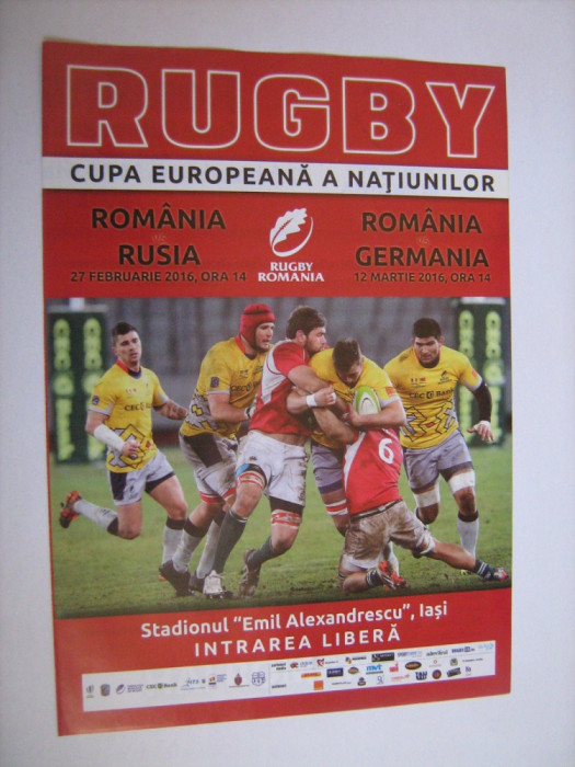 Program de meci rugby - Romania-Rusia / Romania-Germania 27 februarie 2016